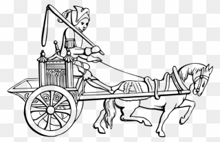 Medieval Cabriolet - Horse Cart Clipart Black And White - Png Download