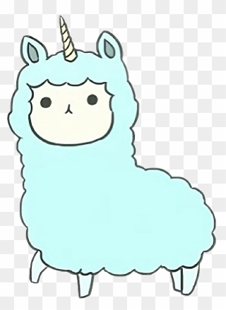 #unicorn #blue #llama #alpaca #cartoon #fluffy #freetoedit - Unicorn Lamma Clipart
