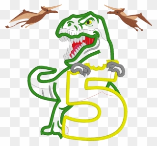 Dinosaurs With Number 5 Clipart