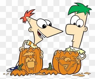 Clipart Carving A Pumpkin Picture Library Disney Halloween - Disney Phineas And Ferb Clipart - Png Download