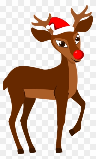 Red Nosed Christmas Reindeer Rudolph Clipart - Cartoon - Png Download