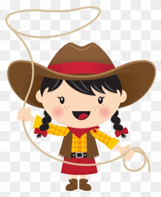 Black Hair With Lasso - Cowboy Cowgirl Clip Art - Png Download