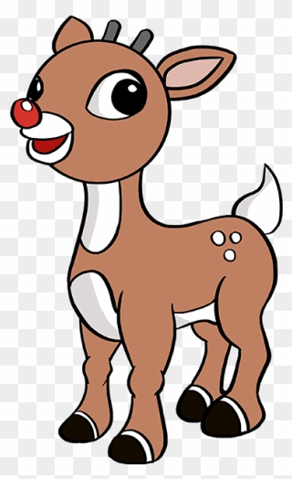 How To Draw Rudolph The Red-nosed Reindeer - Draw Rudolph Step By Step Clipart