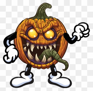 Kürbis Monster - Halloween Cartoon Scary Pumpkin Clipart