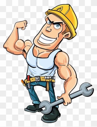 Cartoon Muscle Construction Worker Clipart