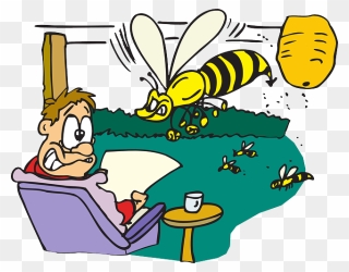 House, Man, Male, Angry, Human, Cartoon, Upset, Hive - Man Scared Of Bee Clipart