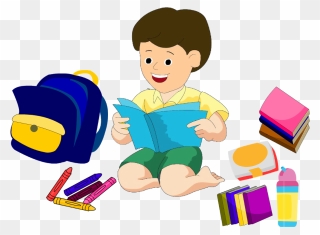 Cartoon Kid Preparing For School Clipart