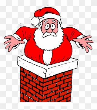 Santa Not Fitting In Chimney Clipart