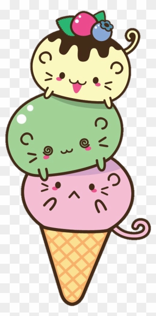 #sundae #icecream #meow #cat #cats #cartoon #cute #colorful - Kawaii Ice Cream Sundae Cartoon Clipart