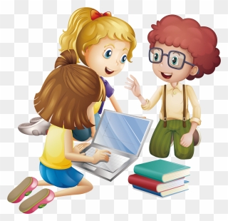 Happiness - Children Reading Books Clipart - Png Download