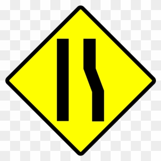 Reduction In Lanes Sign Clipart