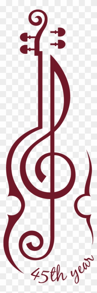Violin As 45th Year Logo - Violin Treble Clef Tattoo Clipart