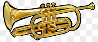 Vector Illustration Of Trumpet Horn Brass Musical Instrument - Brass Musical Instrument Clipart - Png Download