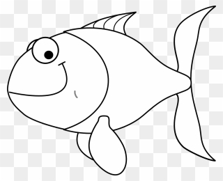 Fish Coloring Pages For Kids - Black And White Fish In Water Clipart - Png Download