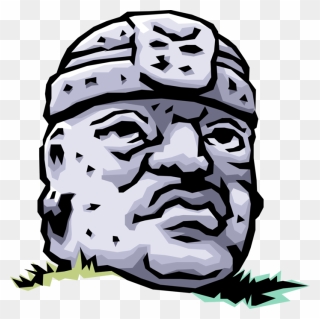 Vector Illustration Of Olmec Colossal Head Stone Sculpture - Colossal Head Olmec Clipart - Png Download
