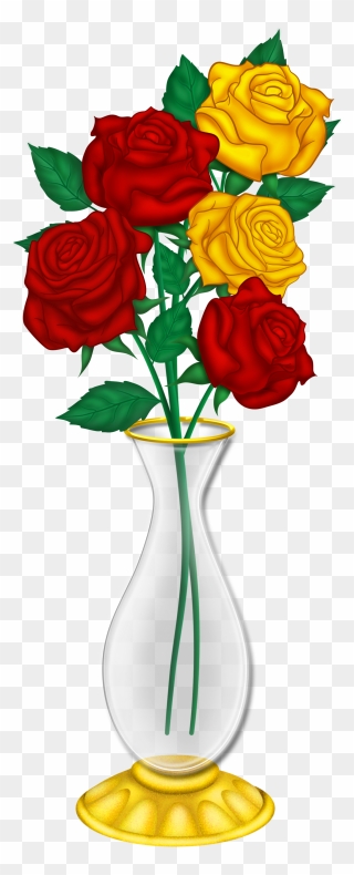 Beautiful Vase With Red And Yellow Roses Png Pictureâ - Flower Vase Clipart Png Transparent Png