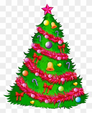 Santa And Christmas Tree Draw Clipart