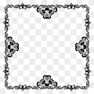 Line Art,ornament,rectangle - Flower Frame Png Black Clipart