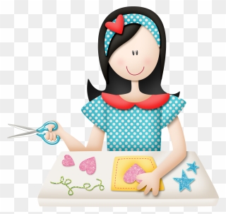 Girl Doing Arts And Crafts Clipart - Png Download