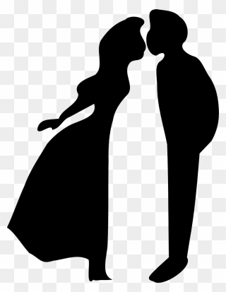 Kiss Silhouette Man Clip Art - Clip Art Kissing Man And Woman - Png Download