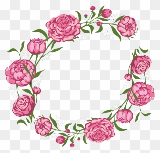 Peony Clipart Garland - Aesthetic Flower Wreath Transparent - Png Download