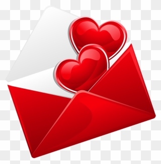 Transparent Red Love Letter With Hearts Png Picture - Love Letters Clip Art