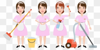 Maid Clipart Dusting - Cartoon Maid Clipart - Png Download