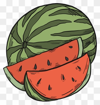 Watermelon And Slices Clipart - Watermelon - Png Download