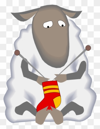 Cropped Sheep Knitting Flipped Left To Right - Sheep Knitting Clipart - Png Download