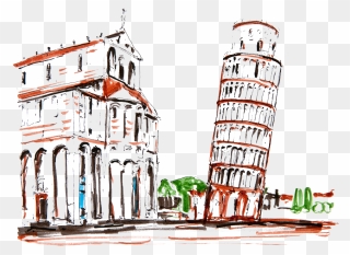 Download Leaning Tower Of Pisa Drawing Italy Architecture - Leaning Tower Of Pisa Drawing Italy Png Clipart