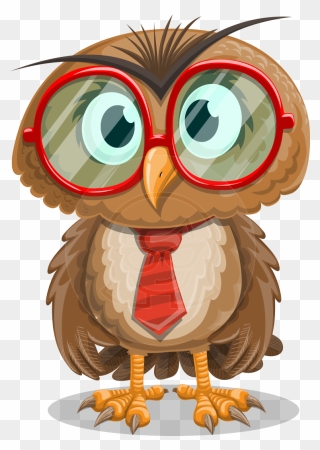 Owl Clipart Vector Clip Cartoon Character Glasses Funny - Owl Cartoon Character - Png Download