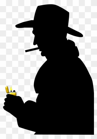 Cowboy Smoking - Man Smoking Silhouette Png Clipart