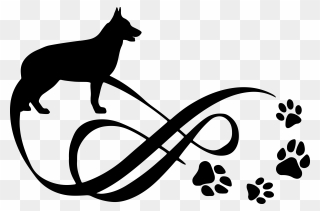 German Shepherd Clipart Black And White - Infinity Dog Foot Tattoo - Png Download
