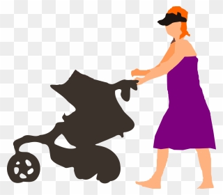 Mother Baby Pram Walking Clipart - Png Download