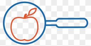 Graphic Of An Apple In The Middle Of A Magnifying Glass Clipart