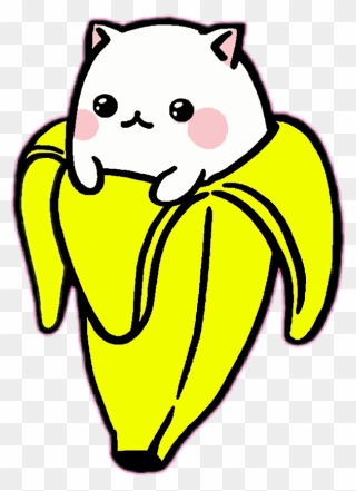 #banana #cat #kitty #cute #yellow #tropical #catnana - Anime Cute Kawaii Cat Clipart
