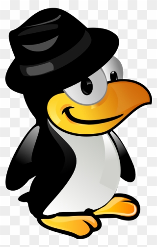 Tux With Black Hat Vector Image - Linux Mint Debian Clipart