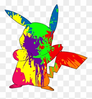 Paint Splatter Pikachu By Backapple - Trippy Pikachu Transparent Clipart
