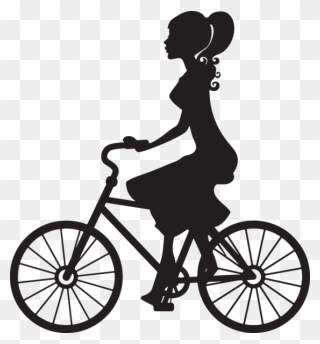 Family Clipart Bicycle - Girl On Bike Silhouette - Png Download