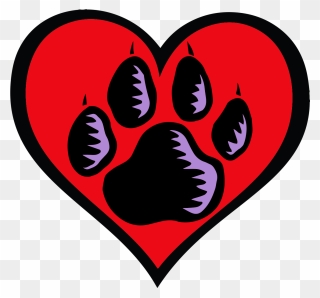 Paw & Heart - Purple Heart White Background Clipart