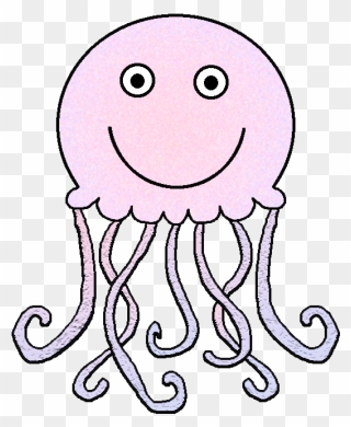 Cute Jellyfish Clipart Kid - Jelly Fish Clip Art Black And White - Png Download