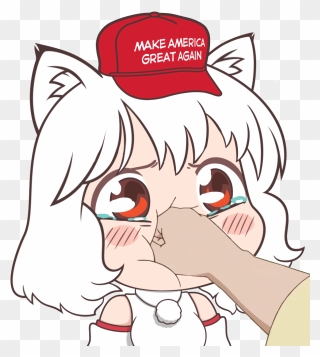 Make America Great Again Face Cartoon White Nose Facial - Maga Hat Anime Girl Clipart