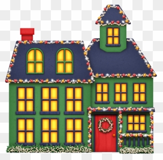 Christmas Lights Cartoon Clipart - House With Christmas Lights Clipart - Png Download