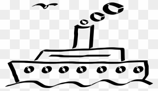 Black And White Outline Cruise Ship Clip Art - Png Download