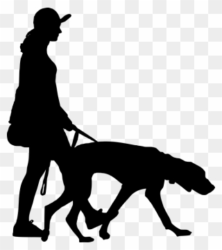 Hiking Dog Clipart Clip Download Hiking Boot Silhouette - People Walking Dog Silhouette - Png Download