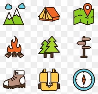 Hiking Icons Free Vector - Hiking Cartoon Drawing Clipart