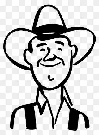 Smiling Man Drawing - Happy Farmer Black And White Clipart
