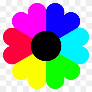 Color Drawing Petal Computer Icons - Rainbow Flower Clipart - Png Download