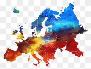 Europe Zone 1 And 2 Clipart , Png Download - Painted Map Of Europe Transparent Png