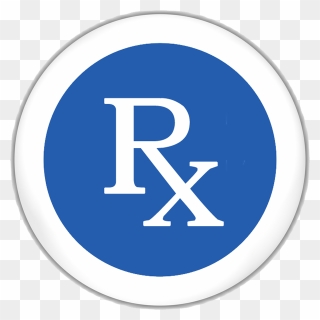 Rx Symbol Blue White Round Button - Rx Icon Png Clipart